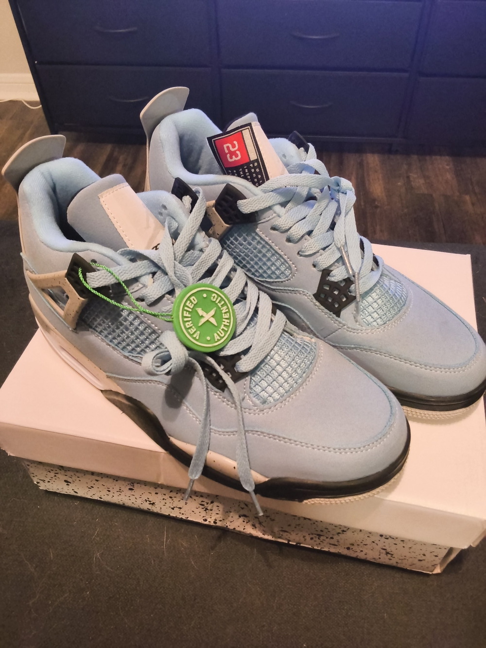 Jordan Men’s Light Blue and Black Athletic Sneakers